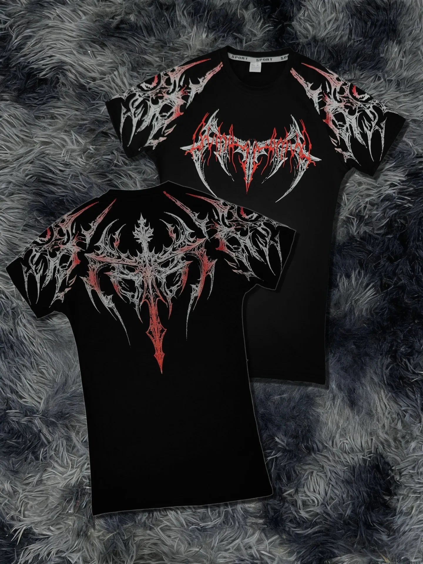 Compression T-shirt Gothic Metal Print Men Women Punk Streetwear Short Sleeve Fitness Top Slim Fit Y2k Aesthetic Unisex Gym Tee