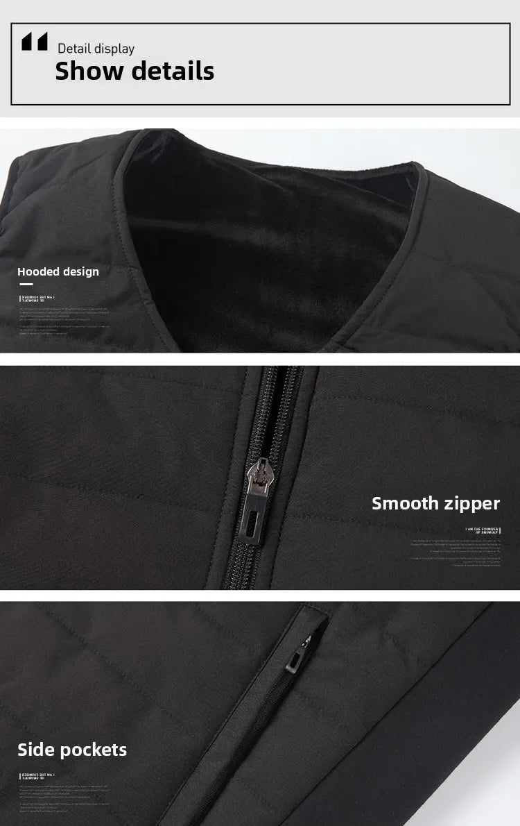 Heated Vest for Men Women 12-Zone Smart Electric Heating Vest USB Rechargeable Thermal Fleece Lined Winter Warm Vest Outdoor