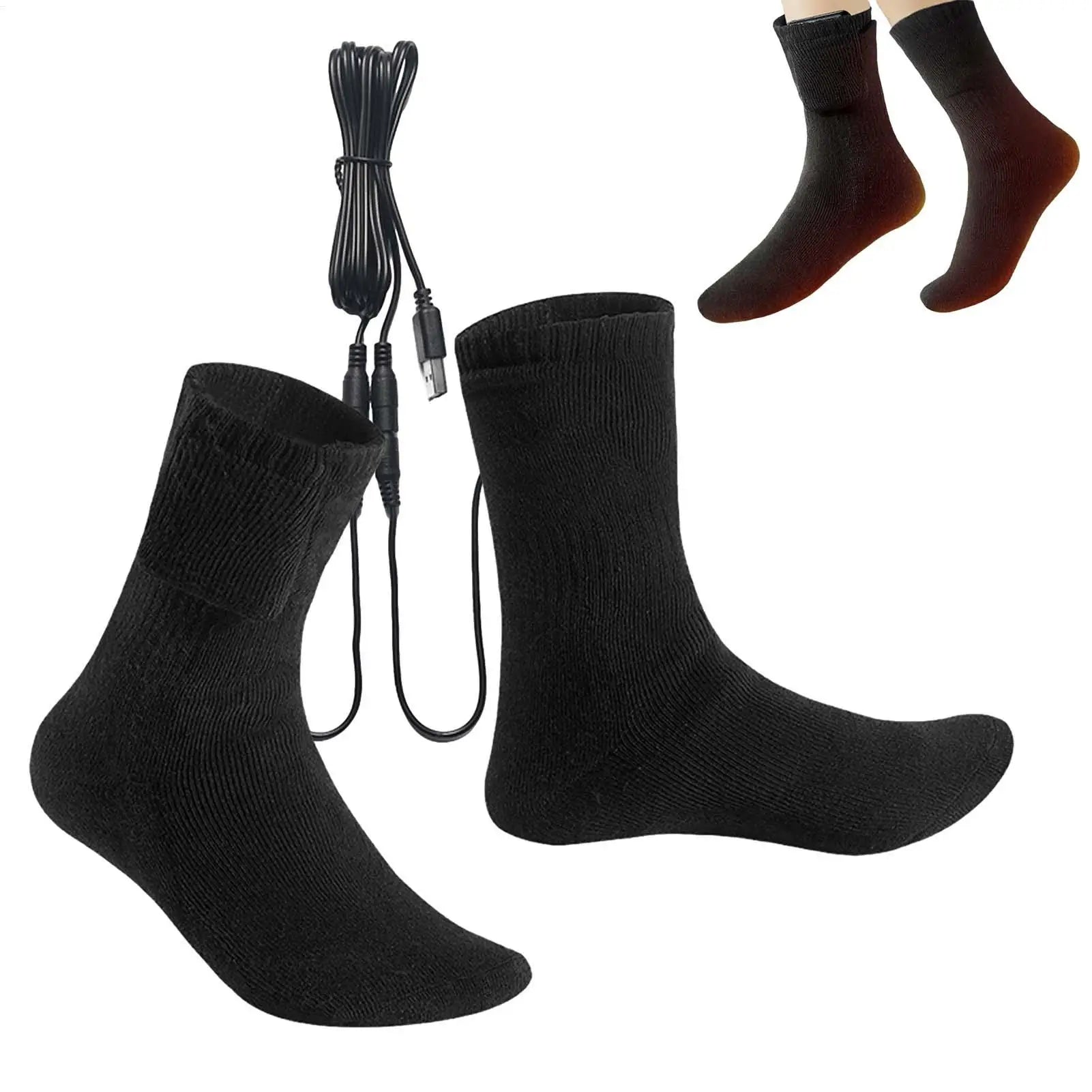 Winter Heated Socks Electric Socks for Men USB Electric Heated Socks Warm Cotton Socks with Fast Heating and Long Warmth