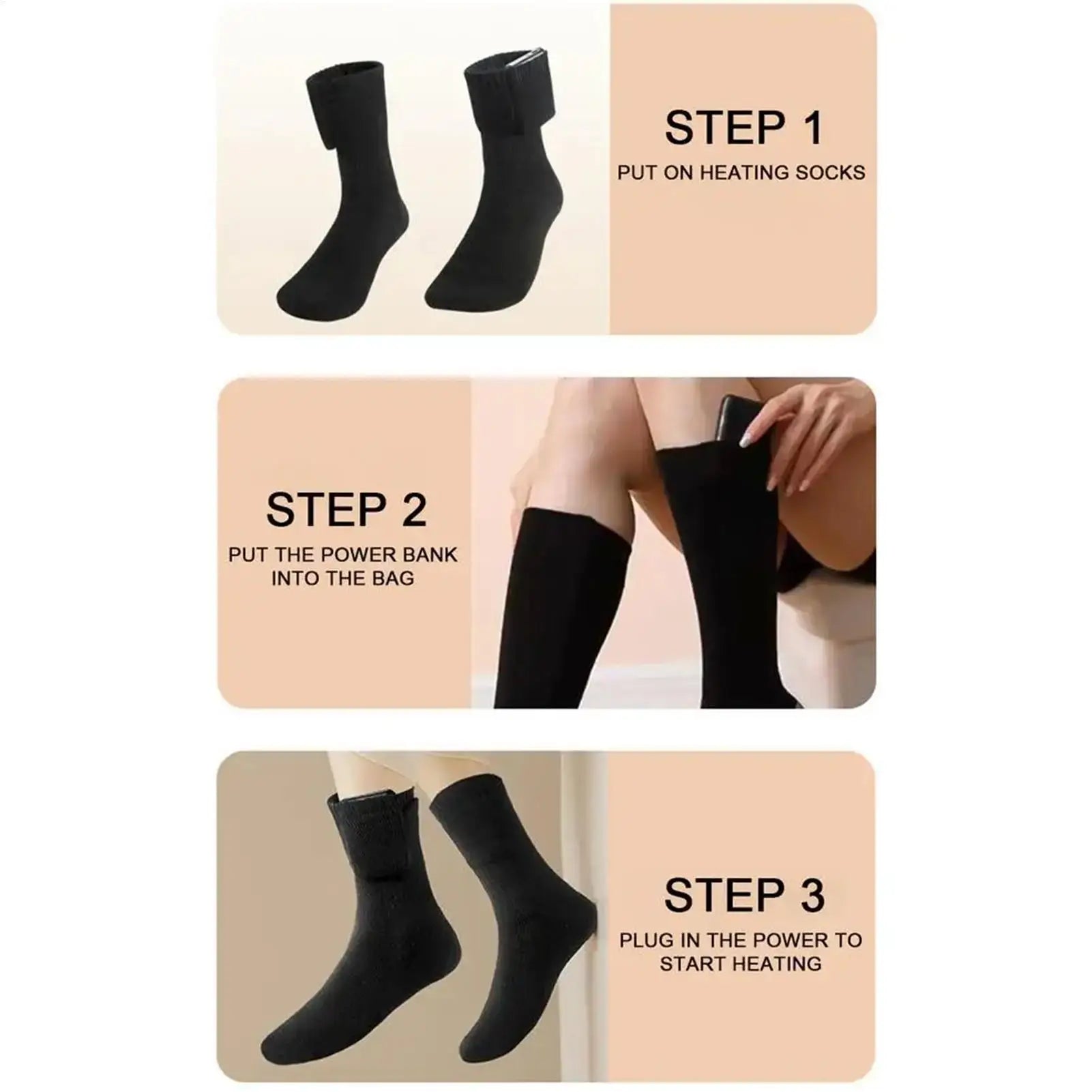 Heated Socks USB Electric Heating Warm Comfortable for Ski Snowboarding Winter Sports Outdoor Activities Travel Camping Home
