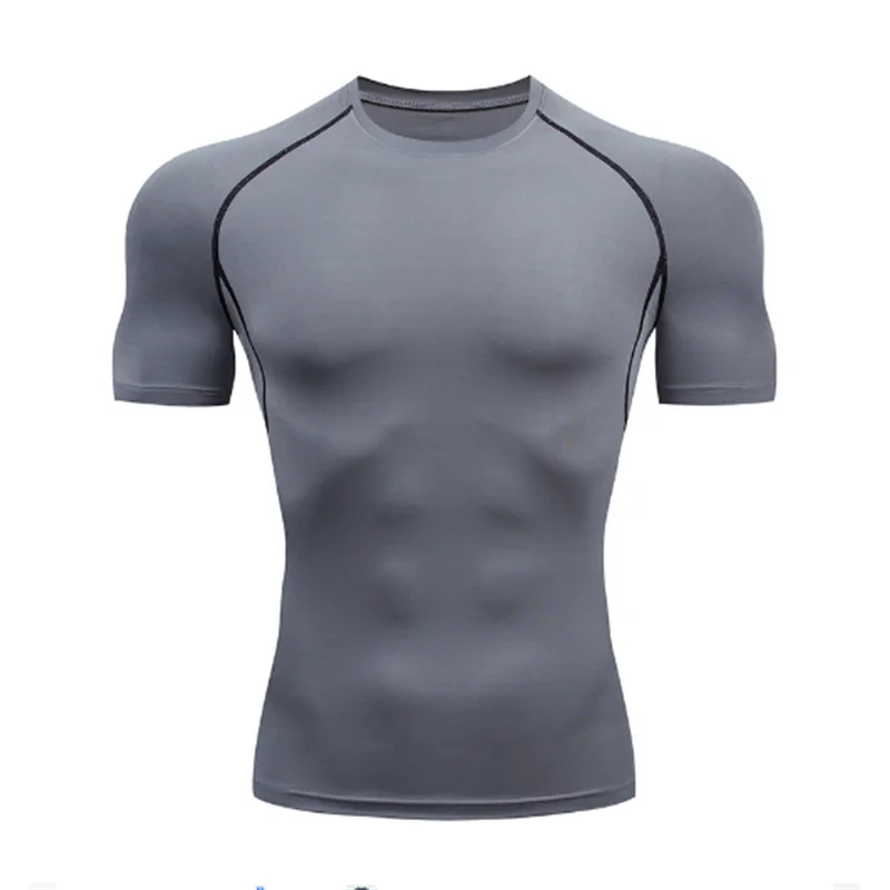 2025 Compression T Shirt Men Summer Sportswear Running T-shirt Elastic Quick Dry Sport Tops Tee Athletic Gym Workout Shirts Men