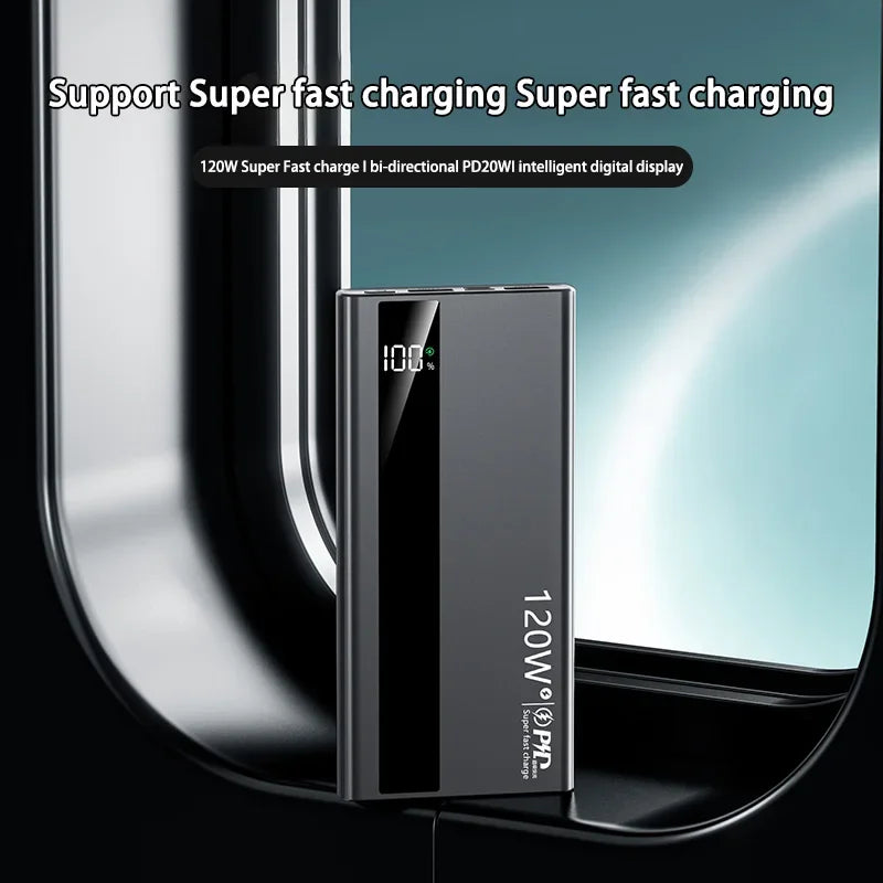 500000mAh High Capacity PowerBank 120W Super Fast Charging Portable External Battery Powerbank for iphone Huawei