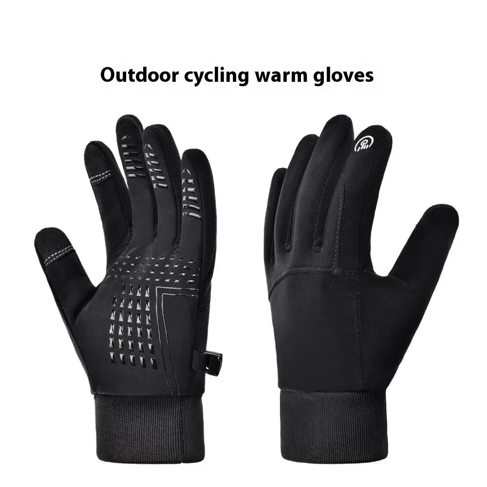 Thermal Touchscreen Cycling Gloves Windproof Water-Resistant Winter Bike Gloves with Anti-Slip Grip