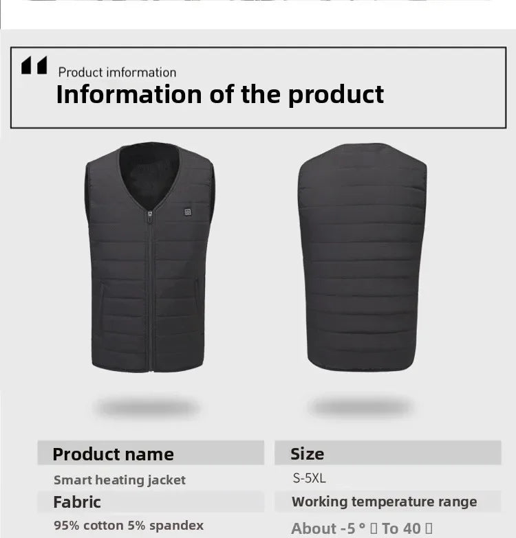 Heated Vest for Men Women 12-Zone Smart Electric Heating Vest USB Rechargeable Thermal Fleece Lined Winter Warm Vest Outdoor