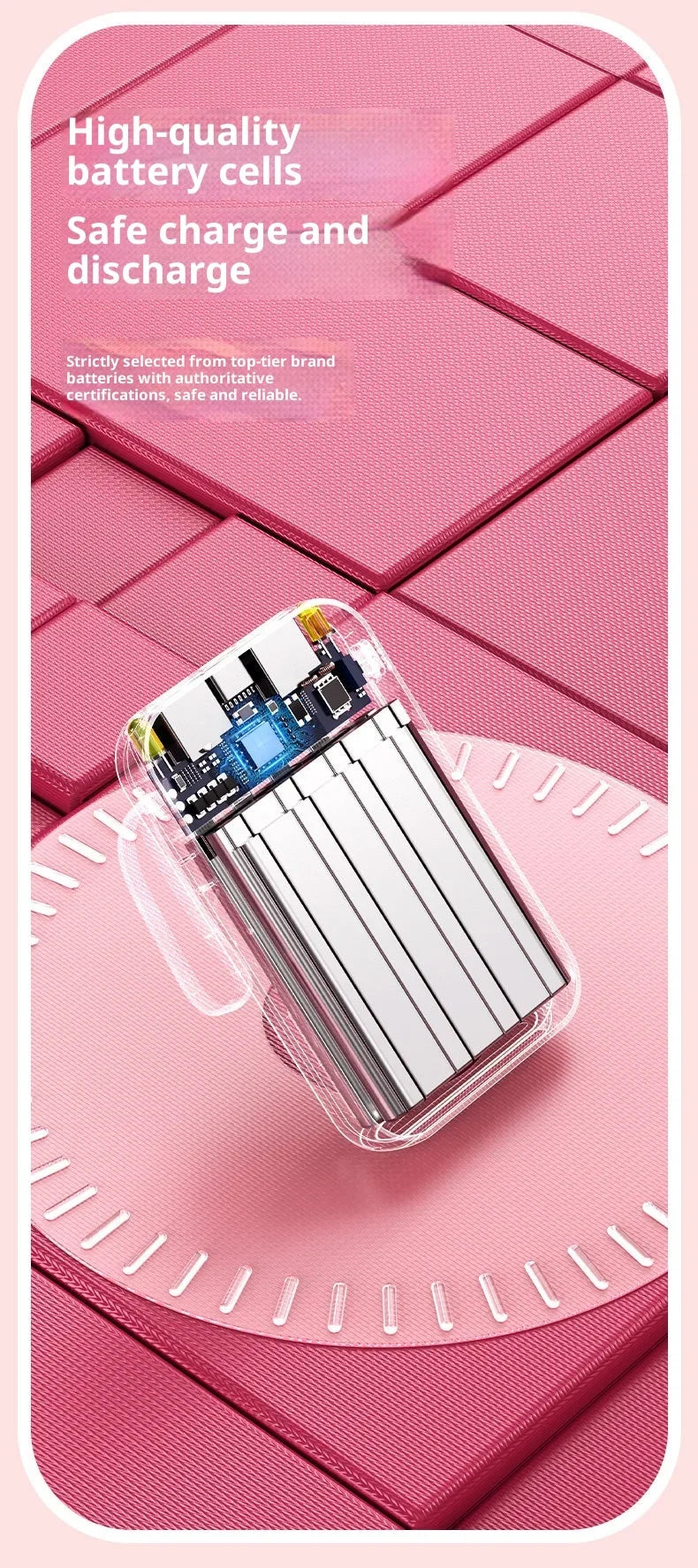 Large capacity 20000 mAh power bank with built-in charging cable and mobile power lithium polymer battery power bank