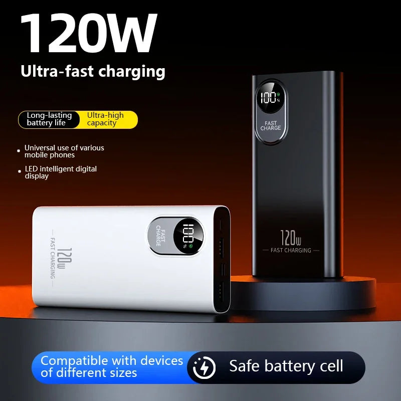 2026NEW Power Bank 500000mAh Large Capacity 120W Super Fast Charging With Portable Digital Display Supply For Various Phones
