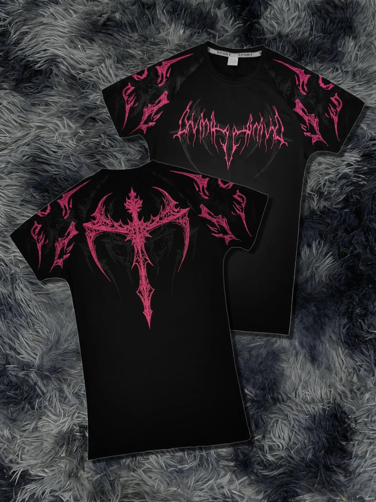 Compression T-shirt Gothic Metal Print Men Women Punk Streetwear Short Sleeve Fitness Top Slim Fit Y2k Aesthetic Unisex Gym Tee