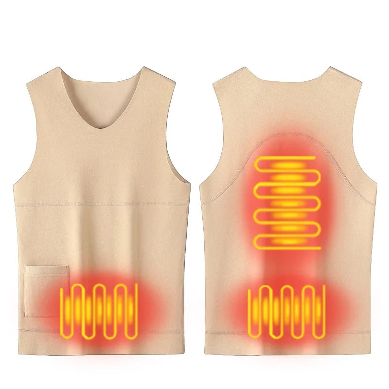 Heated Jacket Men Women Warm Seamless Vest USB Self Heating Jacket Ski Camping Hiking Heated suede Winter Clothes Washed