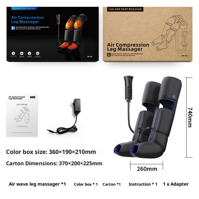 Air Compression Massage Boots Relieve Leg Fatigue Pneumatic Boots With Hot Compress Function Promote Leg Muscle Relaxation