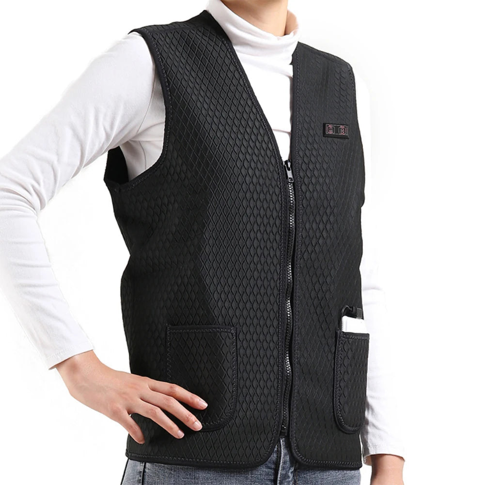 16 Areas Heated Vest USB Infrared Heating Vest Jacket Unisex Winter Electric Heated Vest Outdoor Sports Hiking Oversized M-4XL