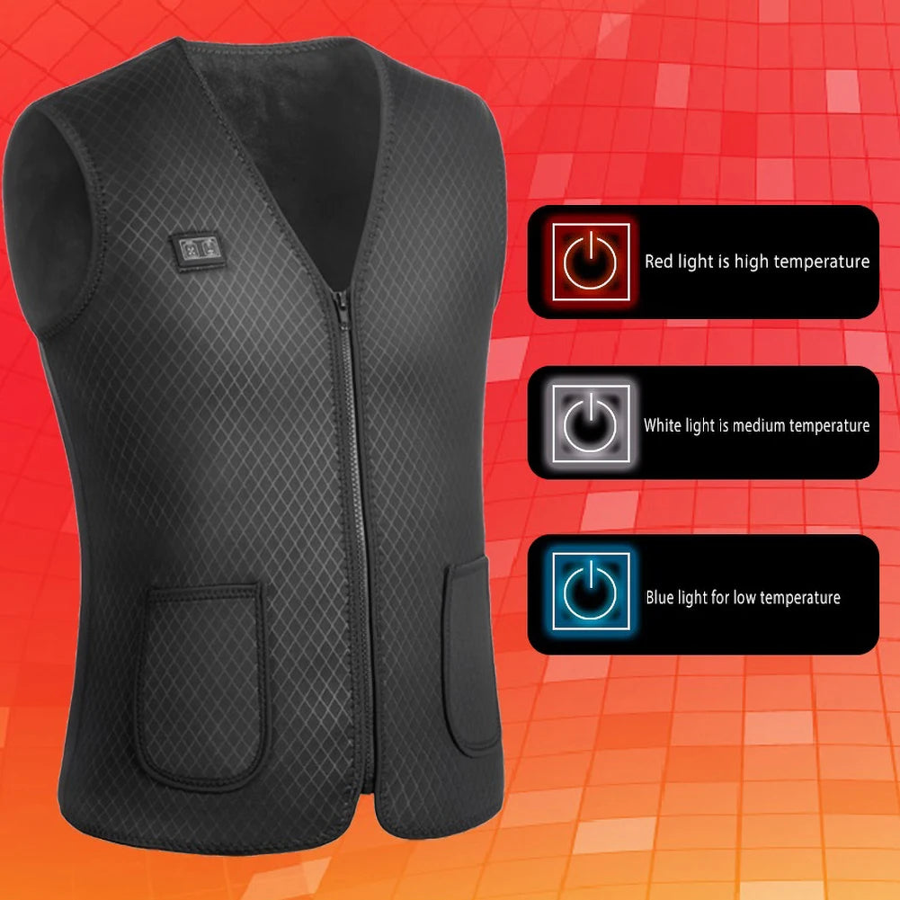 16 Areas Heated Vest USB Infrared Heating Vest Jacket Unisex Winter Electric Heated Vest Outdoor Sports Hiking Oversized M-4XL