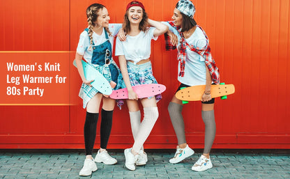 Heated Retro Fashion Knit Leg Warmers for Women - Party Dance Sports Yoga Running Hiking Warm-Up Knitted Leggings