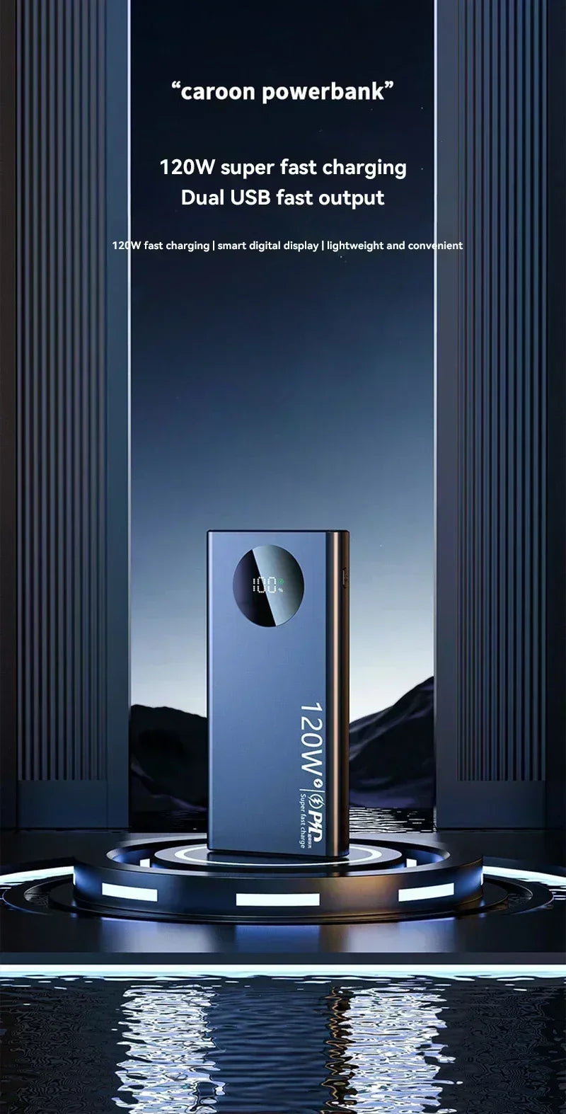 200000mAh Power Bank 120W Super Fast Charging Power Bank High Capacity External Battery With Digital Display For Iphone Xiaomi