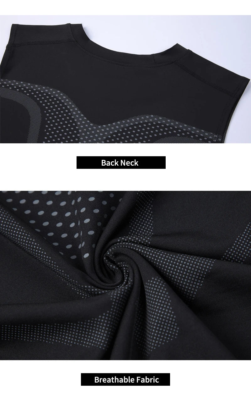 Compression Tank Top Men Gym Shirt Sleeveless Quick Dry Printing Sportswear Male Fitness Bodybuilding Vest Workout Muscle Top
