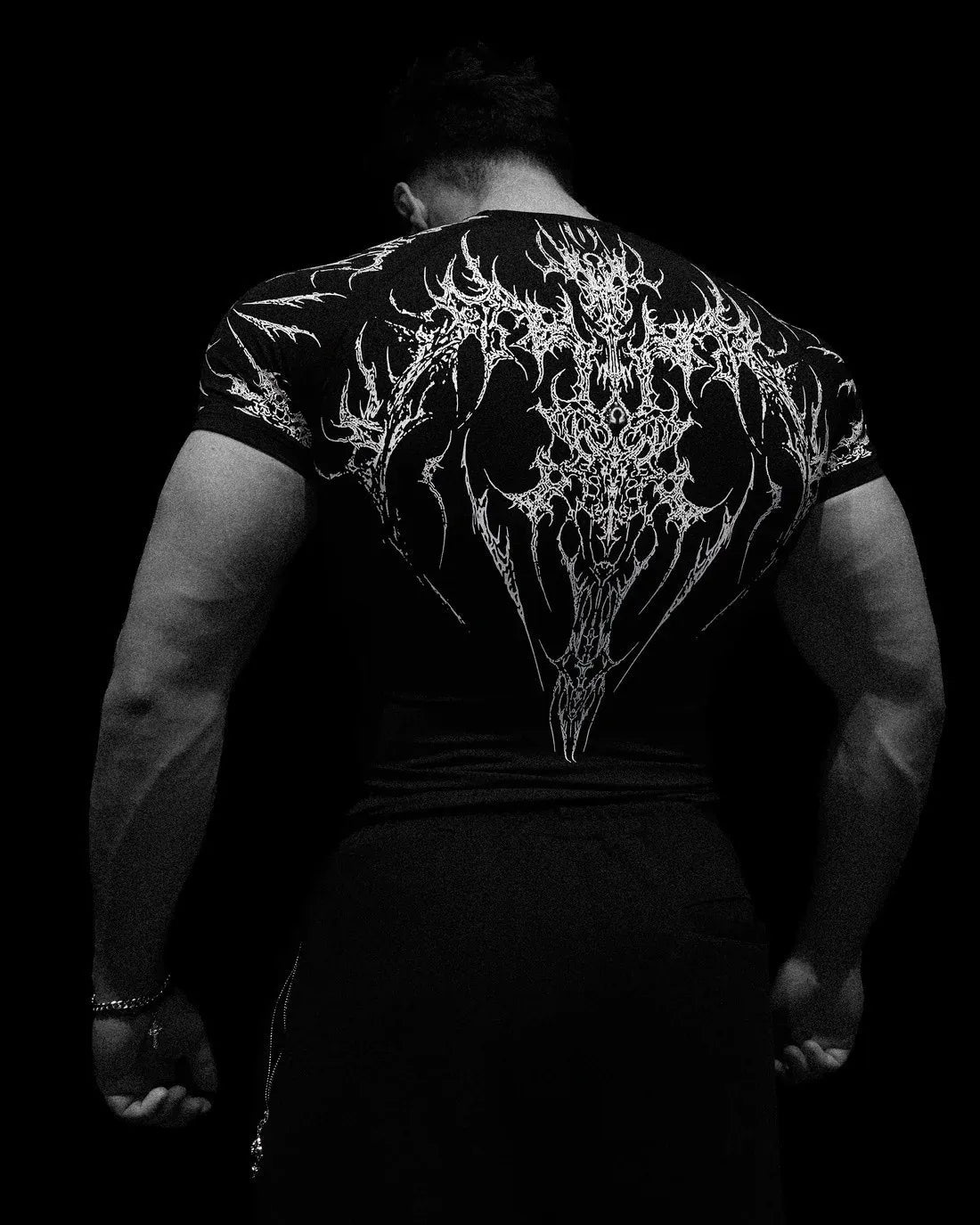 Compression T-shirt Gothic Metal Print  Men Women Punk Streetwear Short Sleeve Fitness Top Slim Fit Y2k Aesthetic Unisex Gym Tee