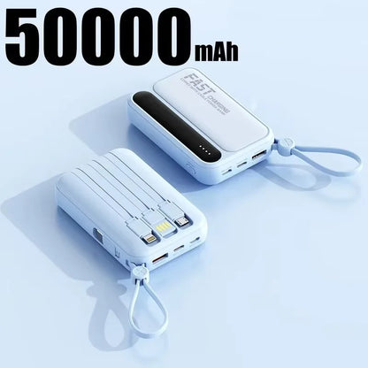 Large Capacity 500000mAh Power Bank 120W 4-in-1 Cables Intelligent Digital Display Portable  Powerbank for iPhone