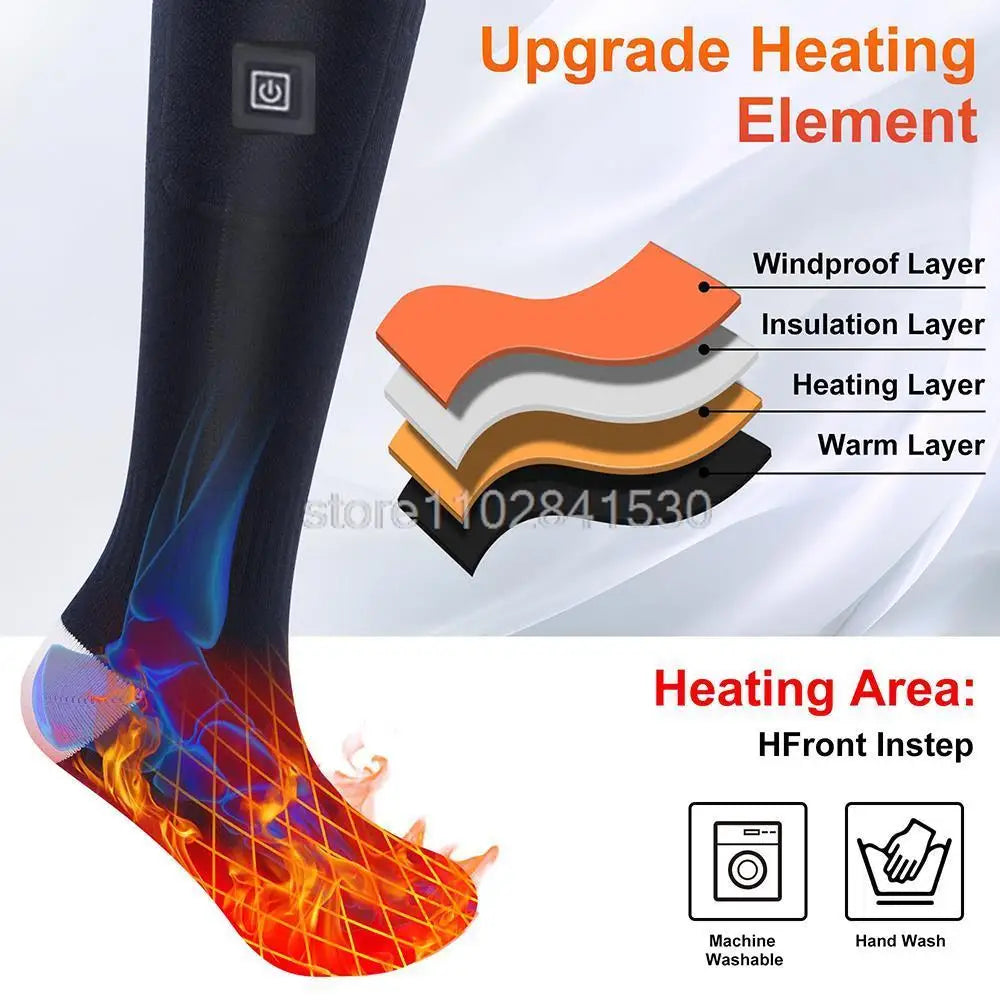 Winter Heated Socks Rechargeable Heating Socks with Battery Box Heated Socks Warmth Outdoor Heated Boots Snowmobile Ski Equipmen