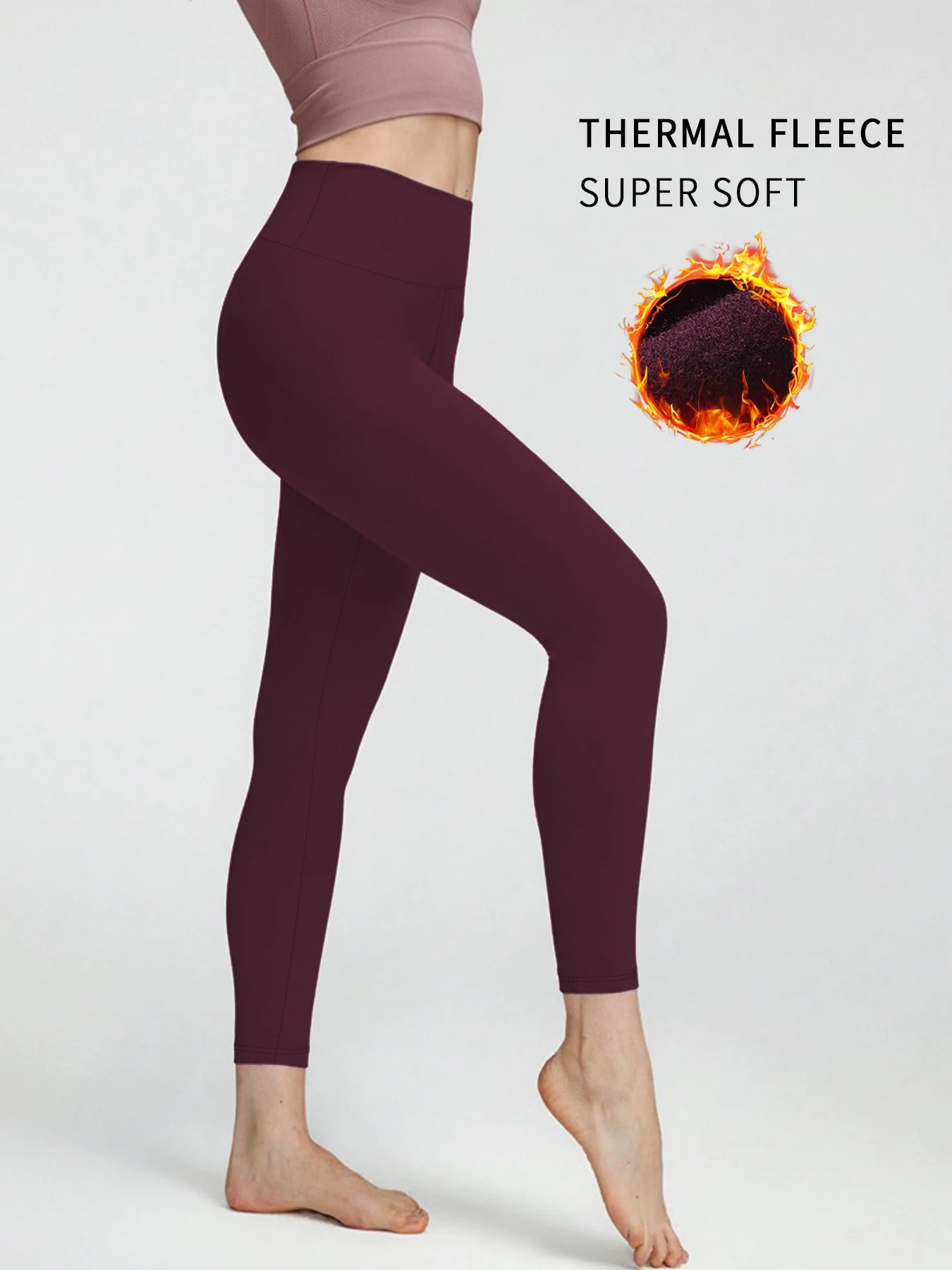 Thermal leggings for women featuring fleece lining and high waist design. Perfect for winter running and outdoor workout comfort