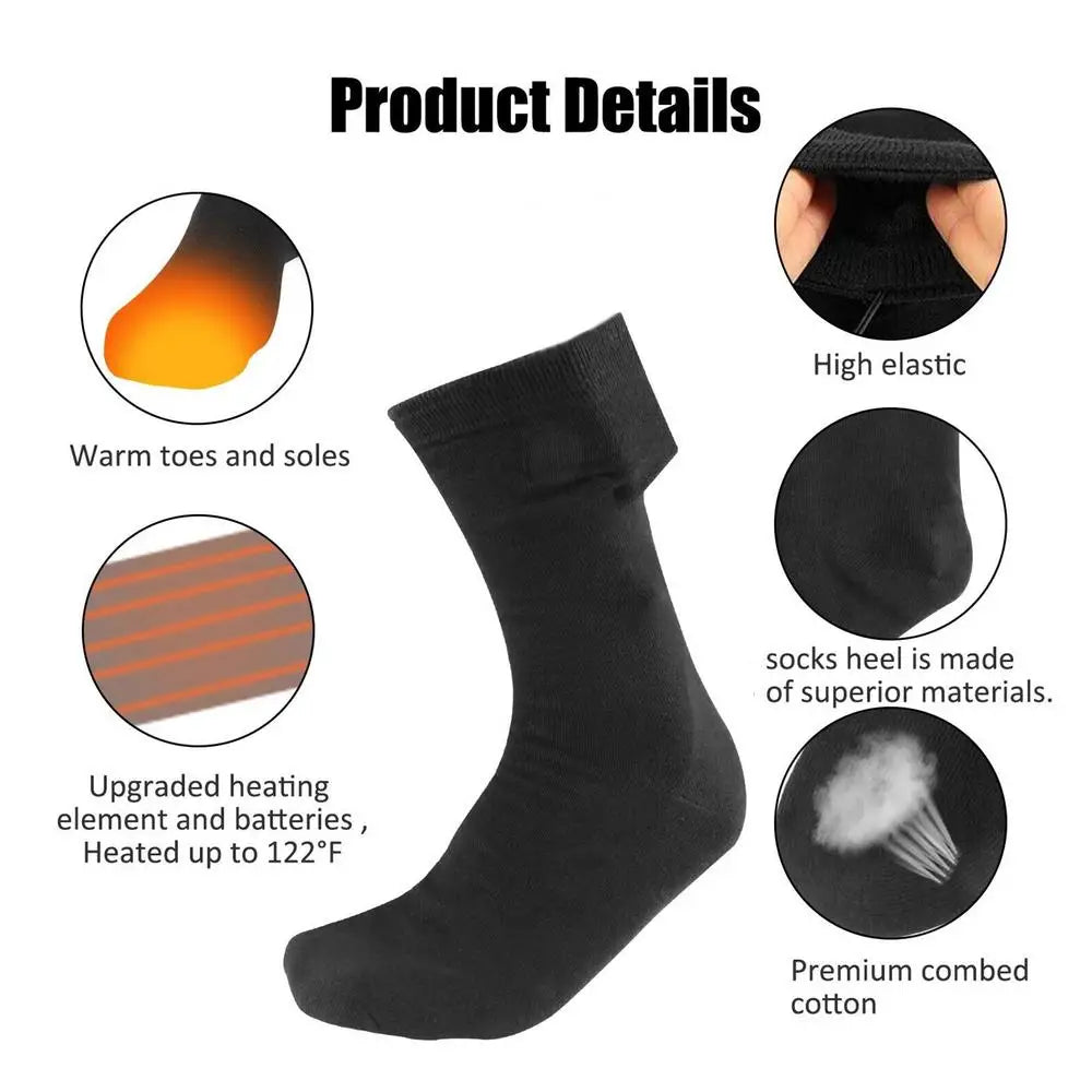 Heating Socks Rechargeable USB Electric Heated Socks Anti-Cold Unisex Thermal Heated Foot Warmer Outdoor Camping Ski Sports