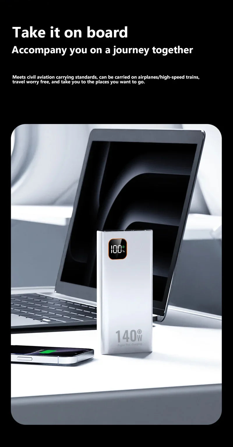 500000mAh Ultra Large Capacity Power Bank 140W Super Fast Charging Portable Mobile Power Digital Display External Battery