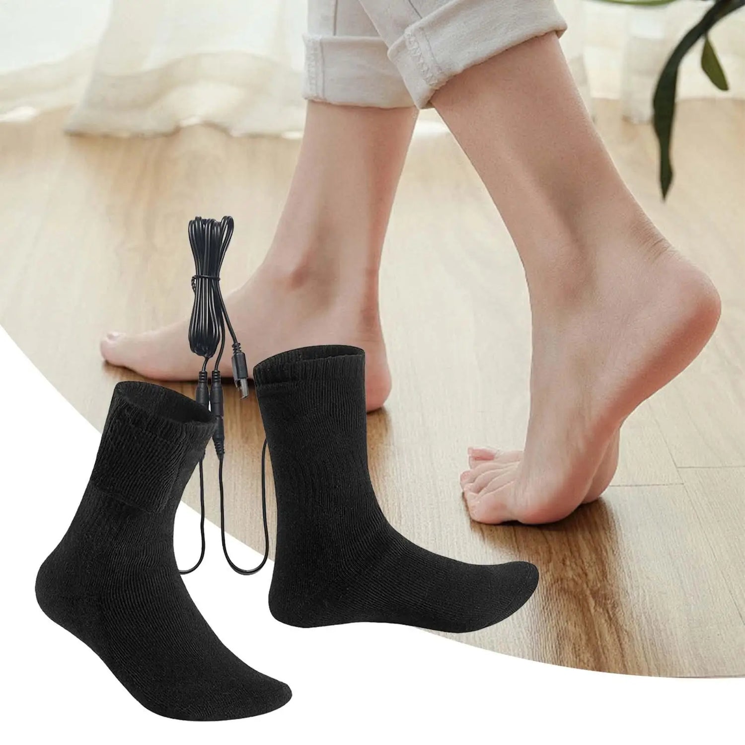 Breathable USB Heated Socks Electric Heated Socks Cold-Proof Quick Heating Long Foot Warmer Socks For Hiking Traveling Walking