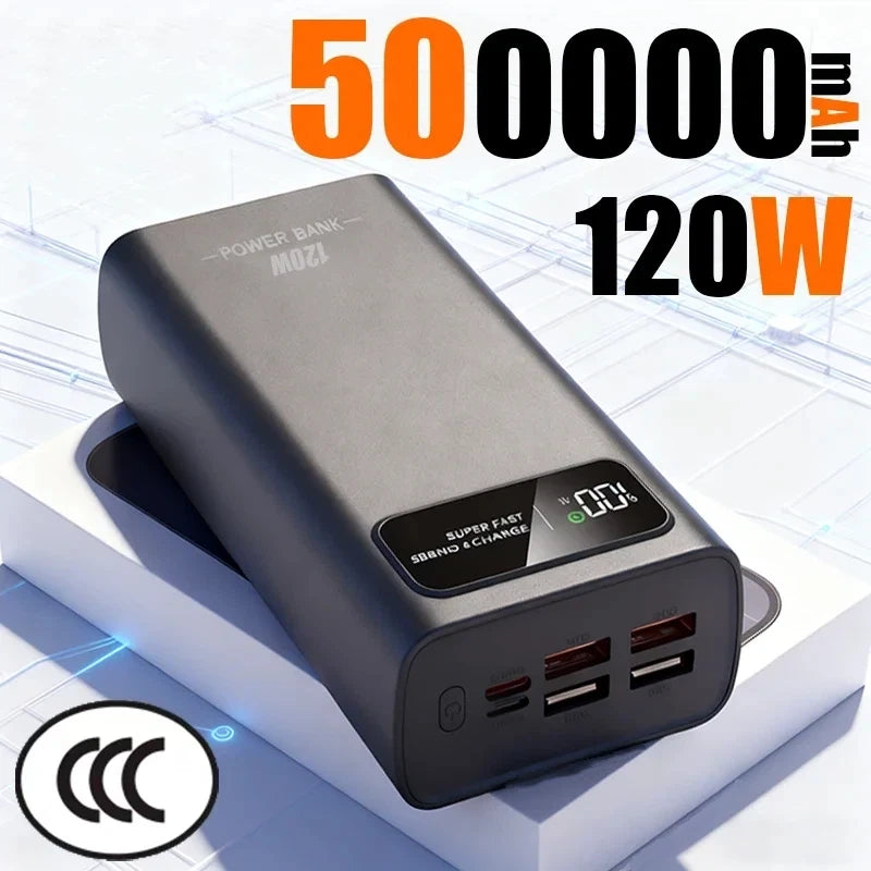 500000mAh 120W Super Fast CharginPower Bank g Portable Mobile Power Ultra large Capacity Digital Display External Battery ﻿