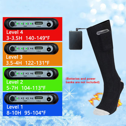 Heated Socks Washable Winter Thermal Socks Outdoor Skiing Foot Warmer Heating Socks for Men and Women