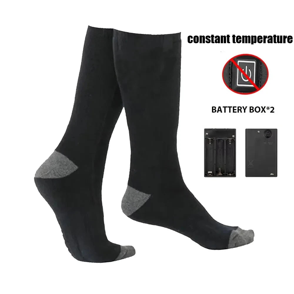 Winter Heated Socks with Battery Box Thermal Socks Women Men Heating Foot Warmer Electric Fever Socks Hiking Ski Warm Outdoor