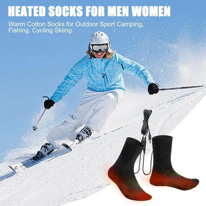 Heated Socks USB Electric Heating Warm Comfortable for Ski Snowboarding Winter Sports Outdoor Activities Travel Camping Home
