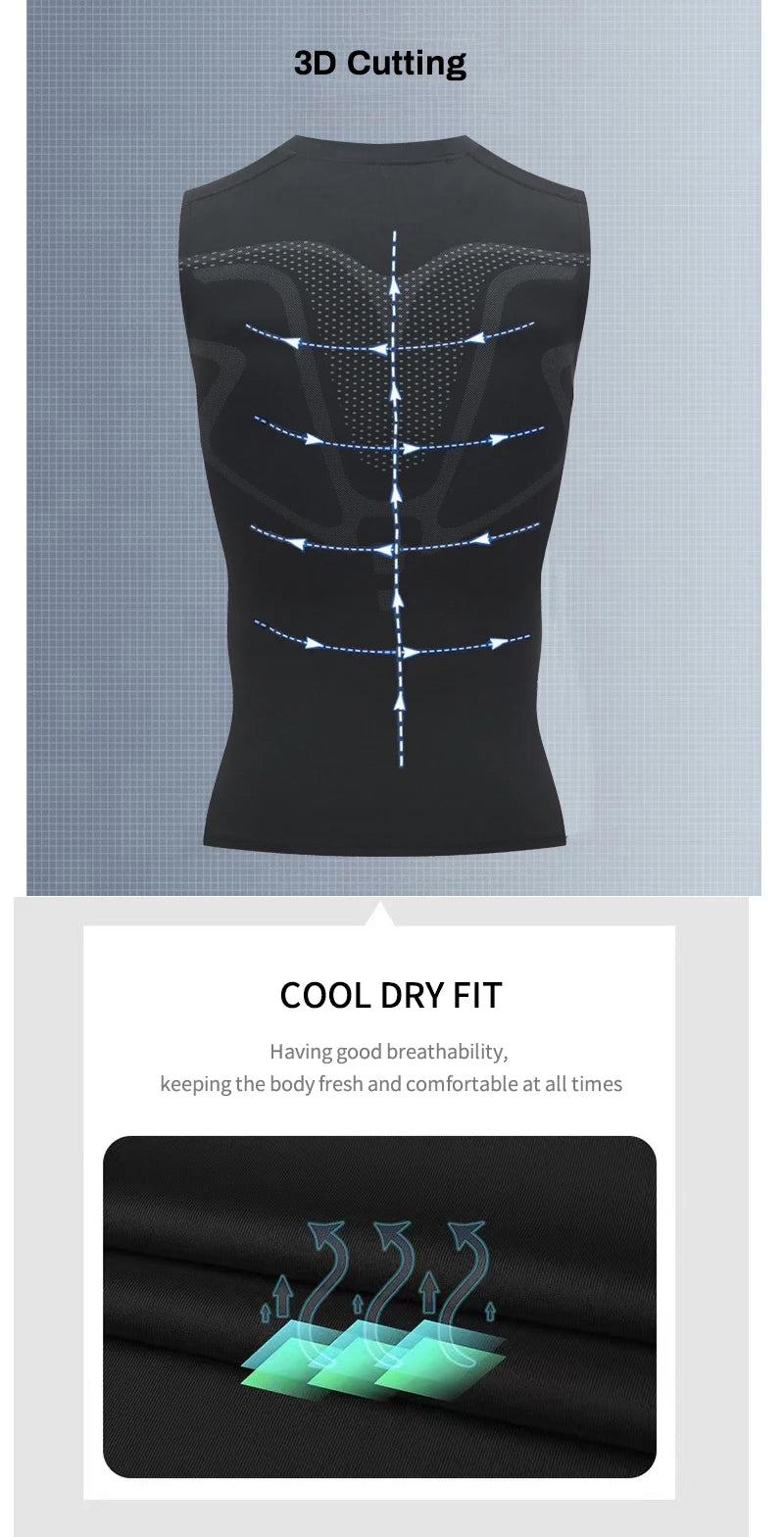 Compression Tank Top Men Gym Shirt Sleeveless Quick Dry Printing Sportswear Male Fitness Bodybuilding Vest Workout Muscle Top