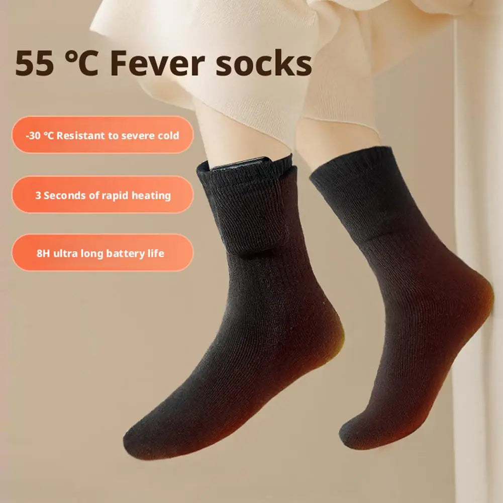 USB Heated Socks (Battery Not Included) - Full Foot Heating Warm Socks, Winter Skiing Outdoor Sports Thermal Electric Heat Socks