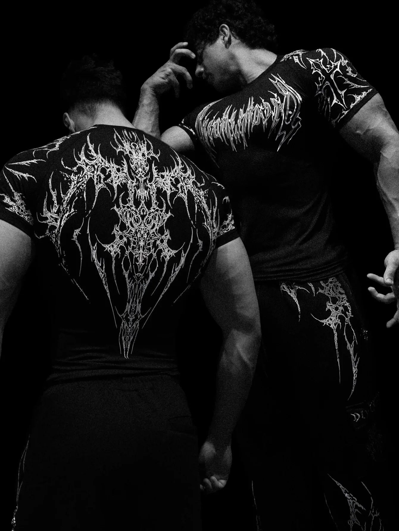 Compression T-shirt Gothic Metal Print  Men Women Punk Streetwear Short Sleeve Fitness Top Slim Fit Y2k Aesthetic Unisex Gym Tee