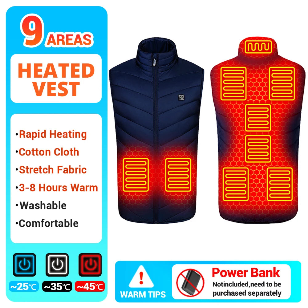 21 Heated Vest Winter Electric Heated Jackets Men Women Sportswear Heated Coat Coat Motorcycle USB Heating Jacket For Camping