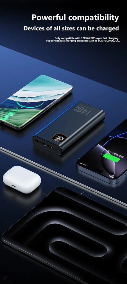 500000mAh Ultra Large Capacity Power Bank 140W Super Fast Charging Portable Mobile Power Digital Display External Battery