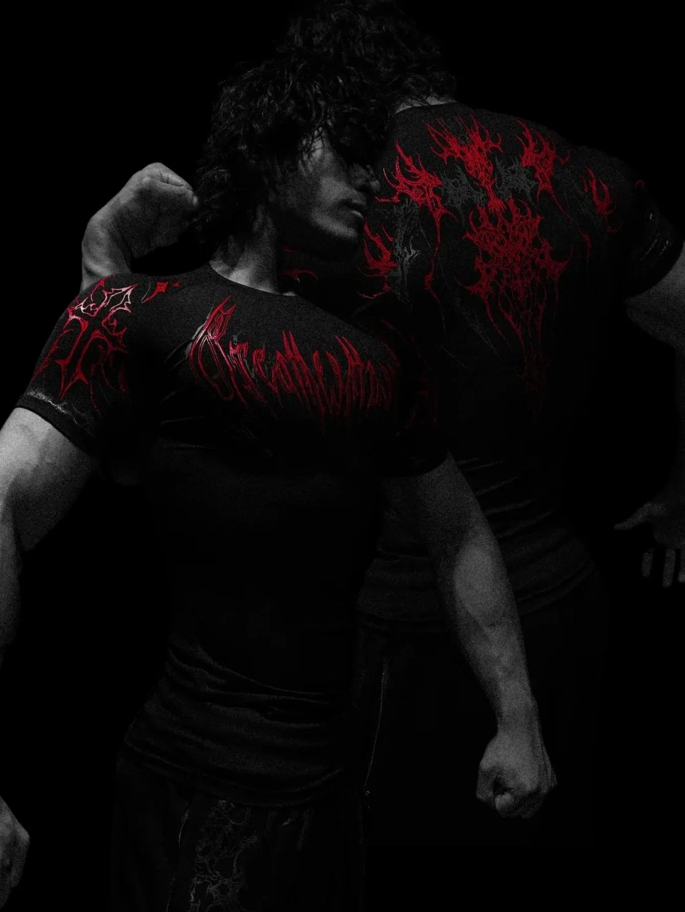 Compression T-shirt Gothic Metal Print  Men Women Punk Streetwear Short Sleeve Fitness Top Slim Fit Y2k Aesthetic Unisex Gym Tee