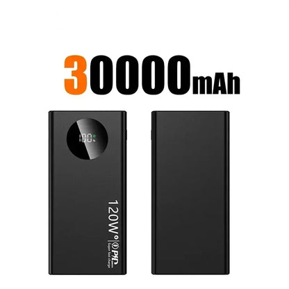 120W Power Bank 50000mAh PD Super Fast Charging Power Bank Portable High Capacity External Battery With Digital Display