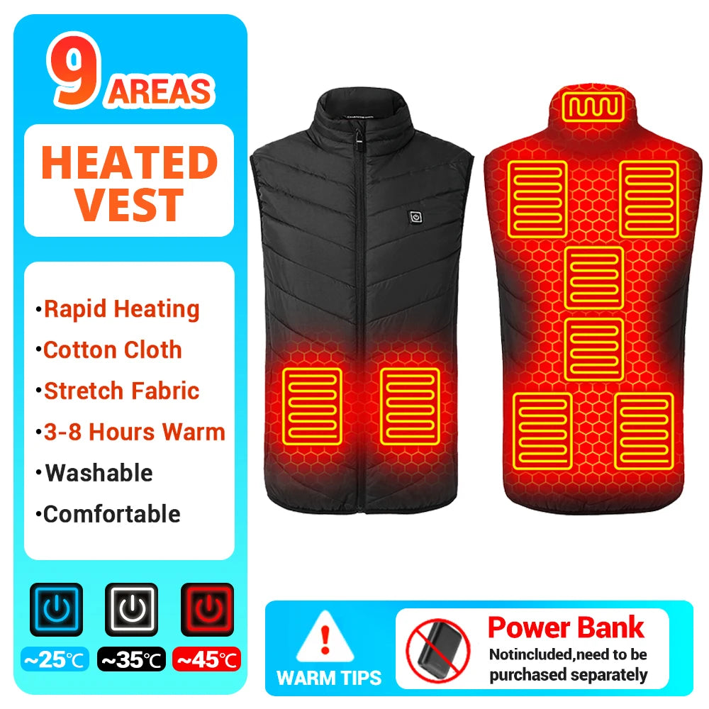 21 Heated Vest Winter Electric Heated Jackets Men Women Sportswear Heated Coat Coat Motorcycle USB Heating Jacket For Camping