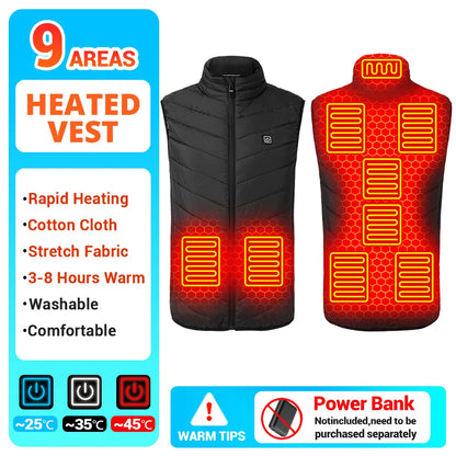 21 Heated Vest Winter Electric Heated Jackets Men Women Sportswear Heated Coat Coat Motorcycle USB Heating Jacket For Camping