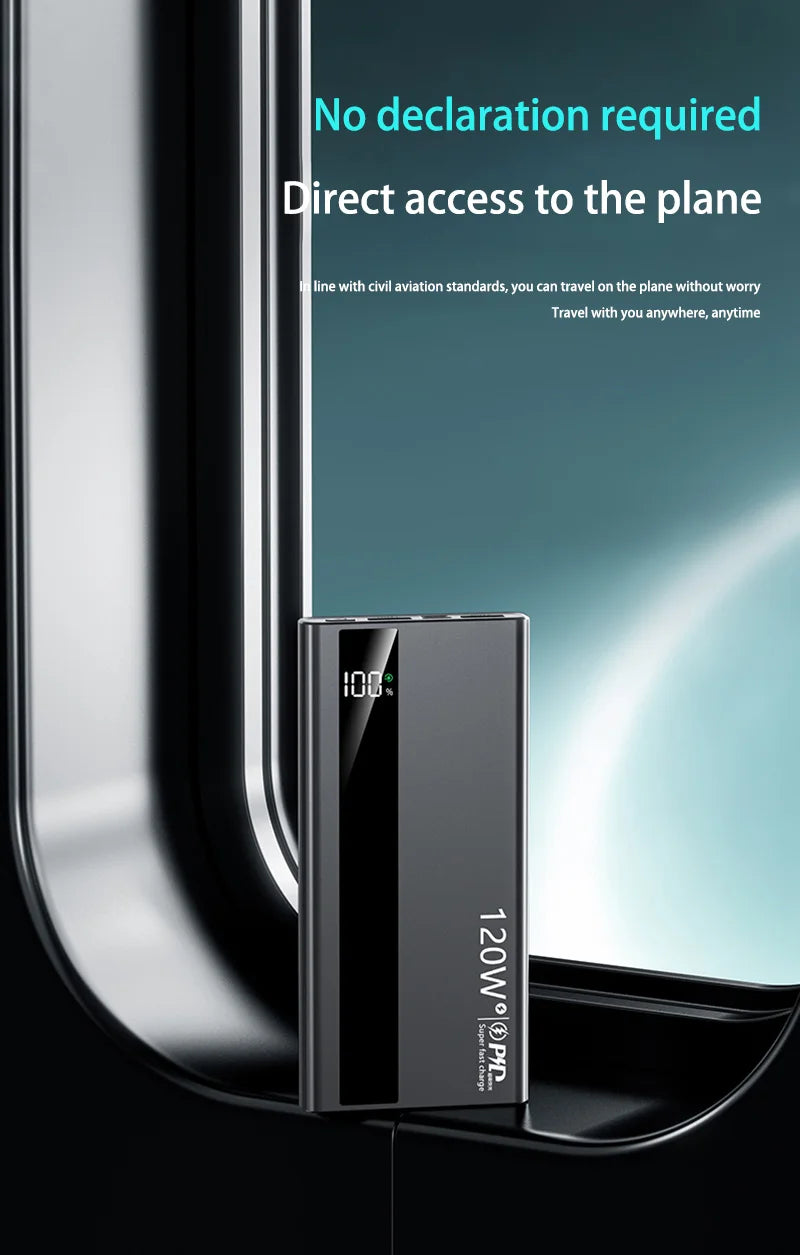 500000mAh High Capacity Power Bank 120W Super Fast Charging Portable External Battery Powerbank for iPhone Huawei