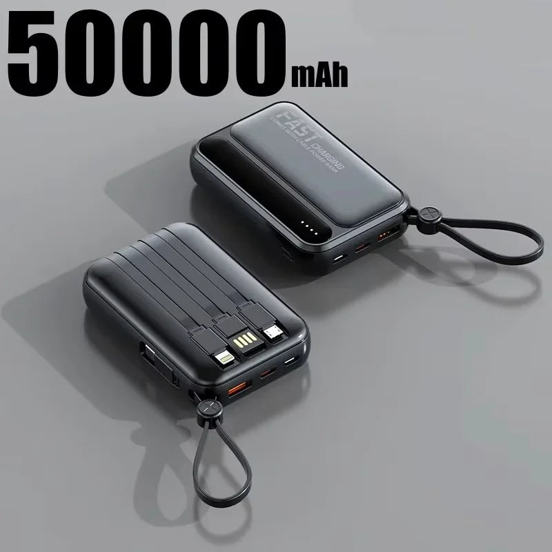 Large Capacity 500000mAh Power Bank 120W 4-in-1 Cables Intelligent Digital Display Portable  Powerbank for iPhone