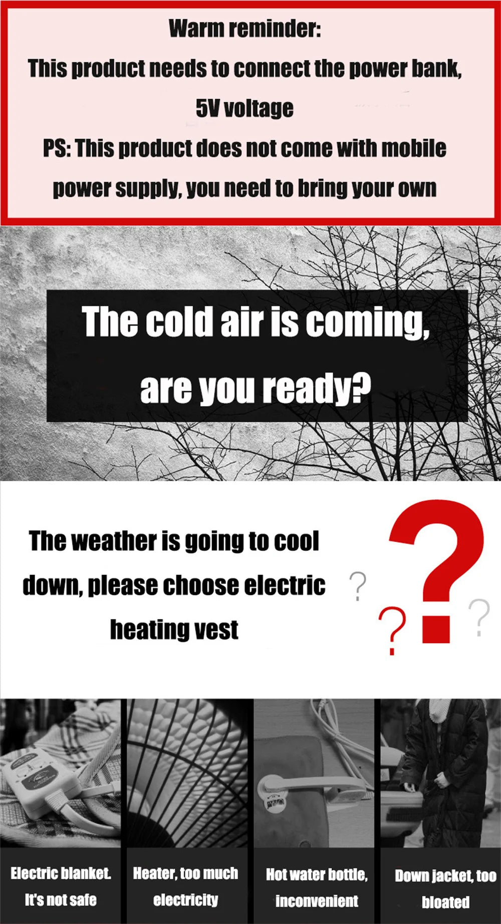 Heated Vest for Men and Women, USB Heated Jacket, Sportswear, Coat, Outdoor, Hunting, New, 9 Areas, 4XL, Winter