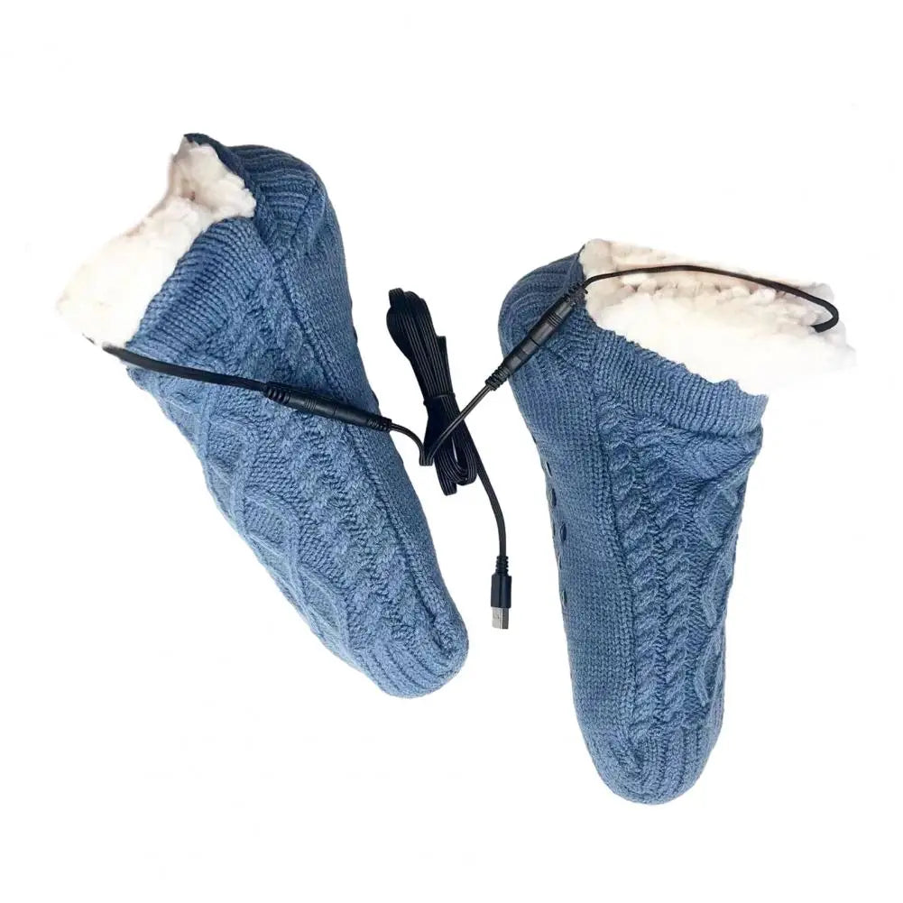 Winter USB Heated Socks Electric Knitted Heating Sock Warmth Outdoor Heated Boots Winter Thermal Socks Christmas Winter Socks
