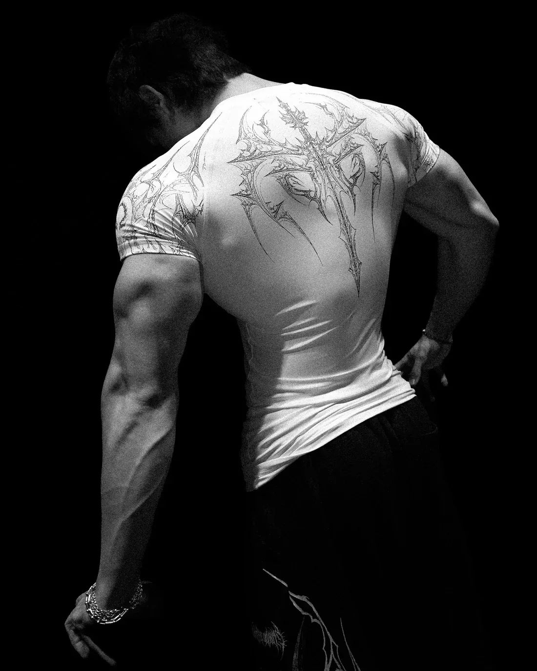 Compression T-shirt Gothic Metal Print  Men Women Punk Streetwear Short Sleeve Fitness Top Slim Fit Y2k Aesthetic Unisex Gym Tee