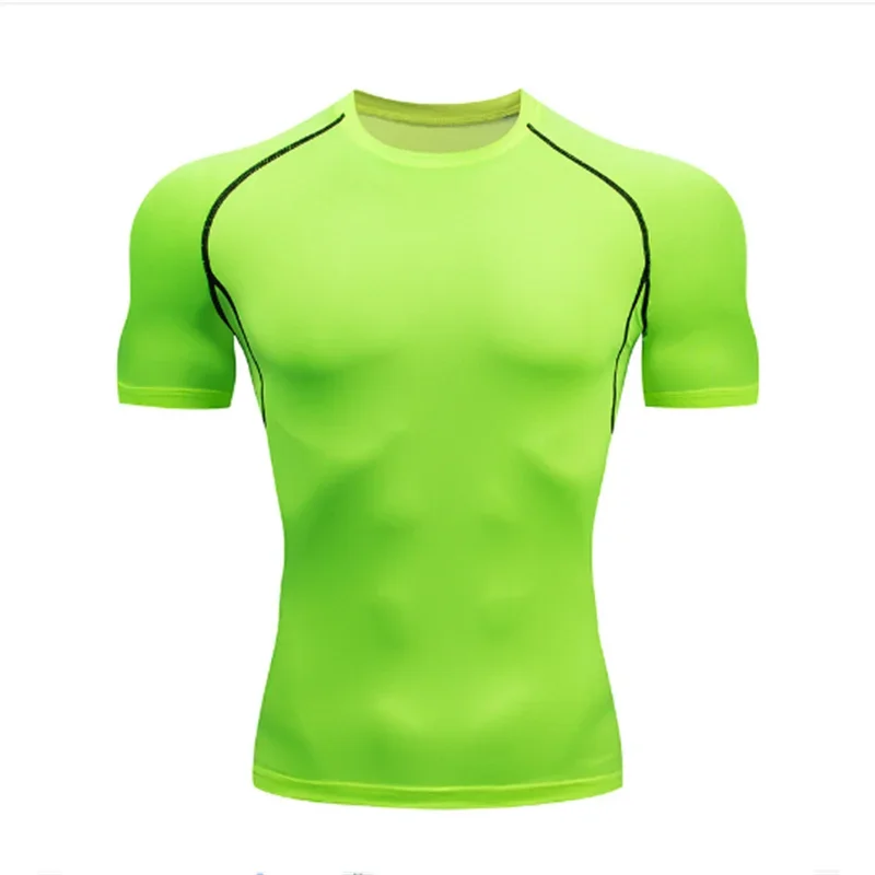 2025 Compression T Shirt Men Summer Sportswear Running T-shirt Elastic Quick Dry Sport Tops Tee Athletic Gym Workout Shirts Men