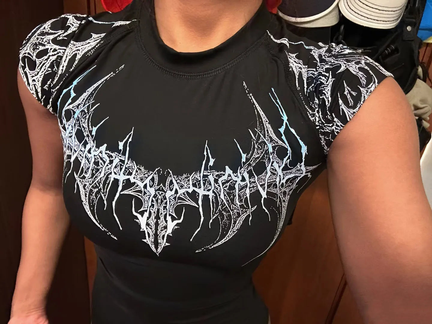 Compression T-shirt Gothic Metal Print  Men Women Punk Streetwear Short Sleeve Fitness Top Slim Fit Y2k Aesthetic Unisex Gym Tee