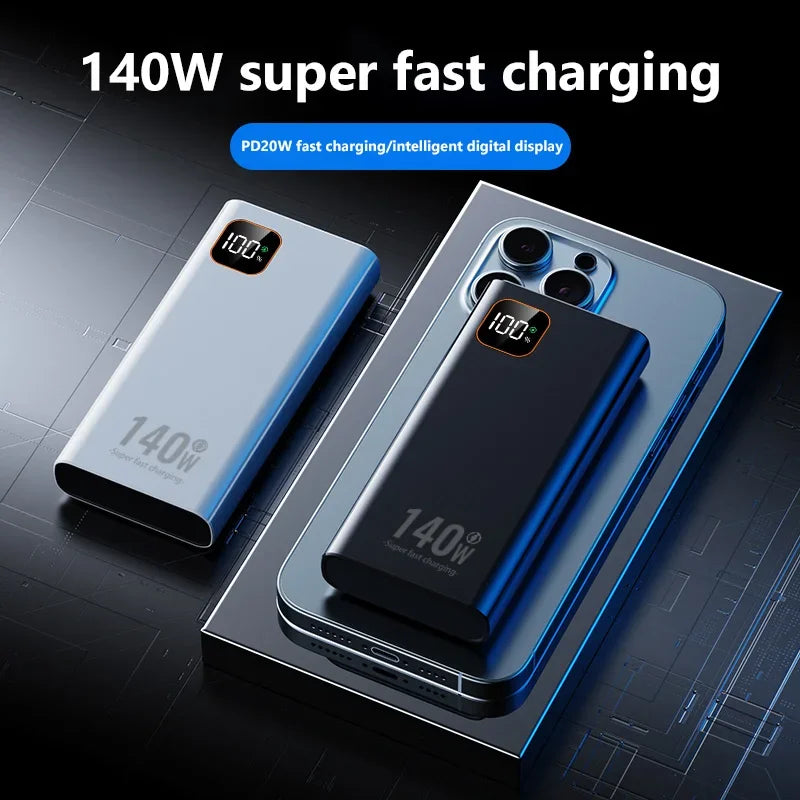 500000mAh Ultra Large Capacity Power Bank 140W Super Fast Charging Portable Mobile Power Digital Display External Battery