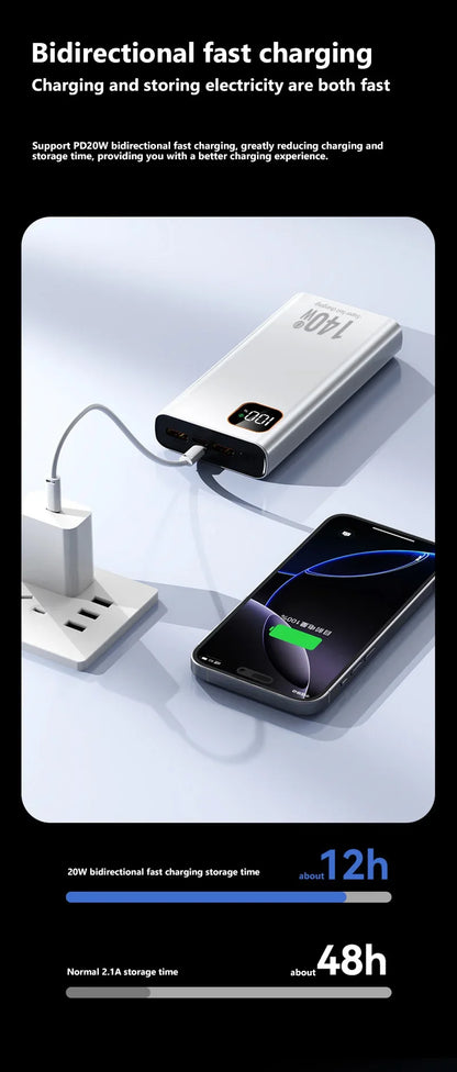 500000mAh Ultra Large Capacity Power Bank 140W Super Fast Charging Portable Mobile Power Digital Display External Battery