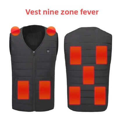 Heated Vest for Men Women 12-Zone Smart Electric Heating Vest USB Rechargeable Thermal Fleece Lined Winter Warm Vest Outdoor
