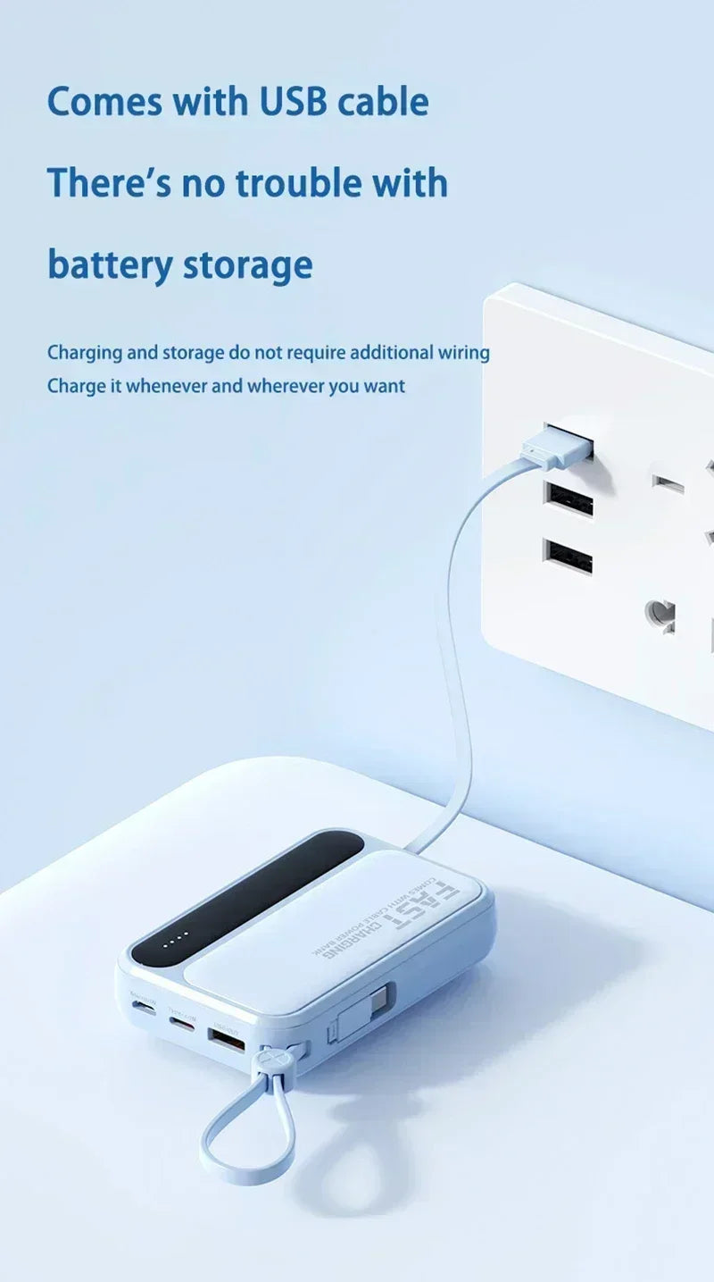 Large Capacity 500000mAh Power Bank 120W 4-in-1 Cables Intelligent Digital Display Portable  Powerbank for iPhone