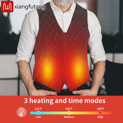 Winter Heated Vest USB-Powered 3 Heat Settings Relieves Shoulder Back Lumbar Muscle Stiffness Soreness Boosts Blood Circulation